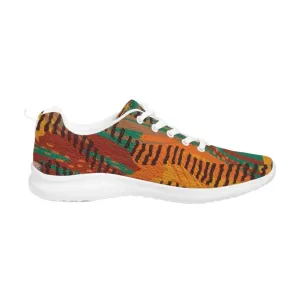 Womens Sneakers - Brown and Gold Low Top Canvas Running Shoes by inQue.Style